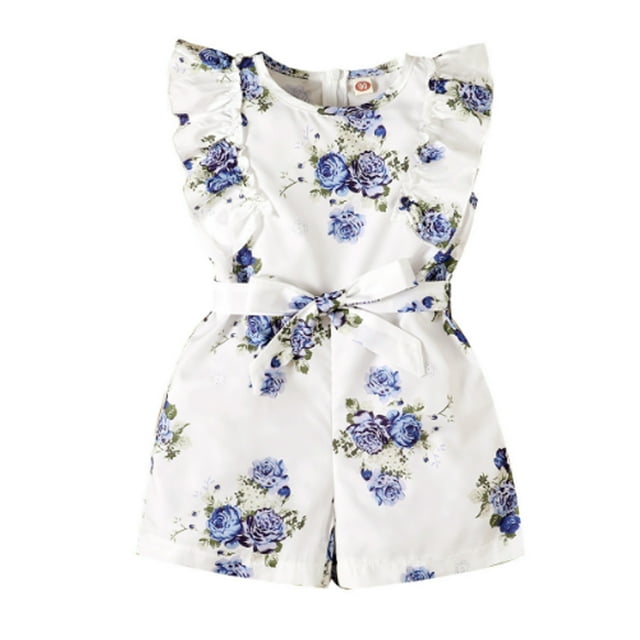 HNMKIU Girls Romper Jumpsuit Floral Prints Ruffles Stylish Bodysuits for Comfortable and Adorable Outfit for Spring and Summer