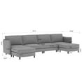 thumbnail image 2 of 141.5" Cloud Couch, Sectional Couches for Living Room, Large 6 Seater U-Shaped Sofa with Movable Ottoman, Fabric Couch with Arm Pockets for Apartment Office, 2 of 10