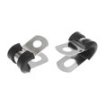 thumbnail image 1 of Unique Bargains 10pcs 6.35mm 1/4inch R Shape 304 Stainless Steel Cable Clamp Rubber Cushioned Metal Pipe Clamp Fastener for Car, 1 of 6