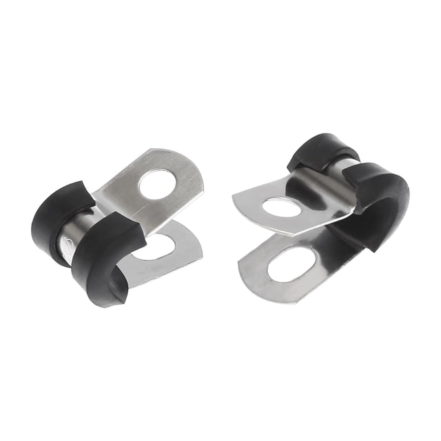 Unique Bargains 10pcs 6.35mm 1/4inch R Shape 304 Stainless Steel Cable Clamp Rubber Cushioned Metal Pipe Clamp Fastener for Car