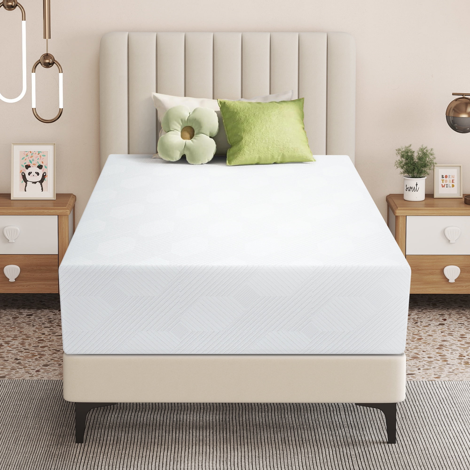 PORKISS 12in Cooling Gel Green Tea Memory Foam Mattress, Medium Firm, Full