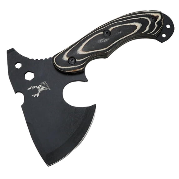 TheBoneEdge Tactical 9" Hunting Camping Axe Black Stainless Steel Blade Wood Handle with Sheath