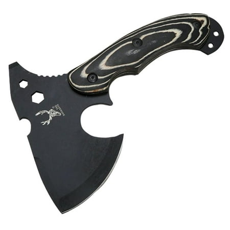 TheBoneEdge Tactical 9 Hunting Camping Axe Black Stainless Steel Blade Wood Handle with Sheath