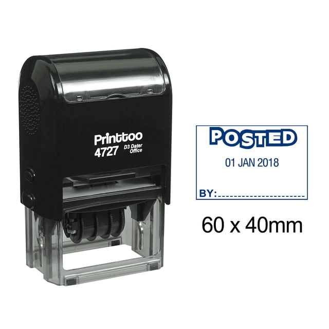Printtoo Dater Stamp Self Inking With Posted By Text Office Stationery Date Rubber Stamp-Blue