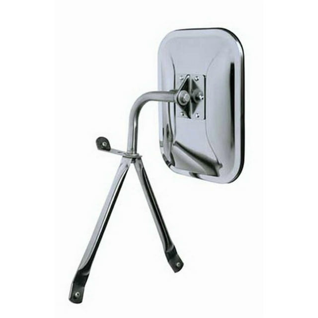 CIPA USA Exterior Mirror 45500 Single; Chrome; Manual; Non-Foldaway; With Brackets And Hardware; 7-1/2 Inch x 10-1/2 Inch; Extends 16 Inches From Vehicle