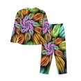 thumbnail image 2 of Kll Hippie Style Print Women'S Long Sleeve Pajamas With Pants Sleepwear Loungewear 2 Set-Large, 2 of 9