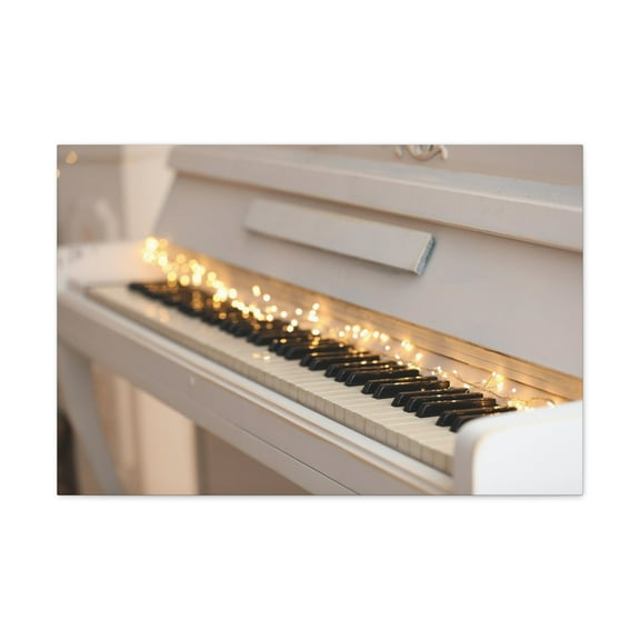 Piano with Glowing Garland Music Lover's Delight Piano Keyboard Canvas Wall Art for Home Decor Ready-to-Hang