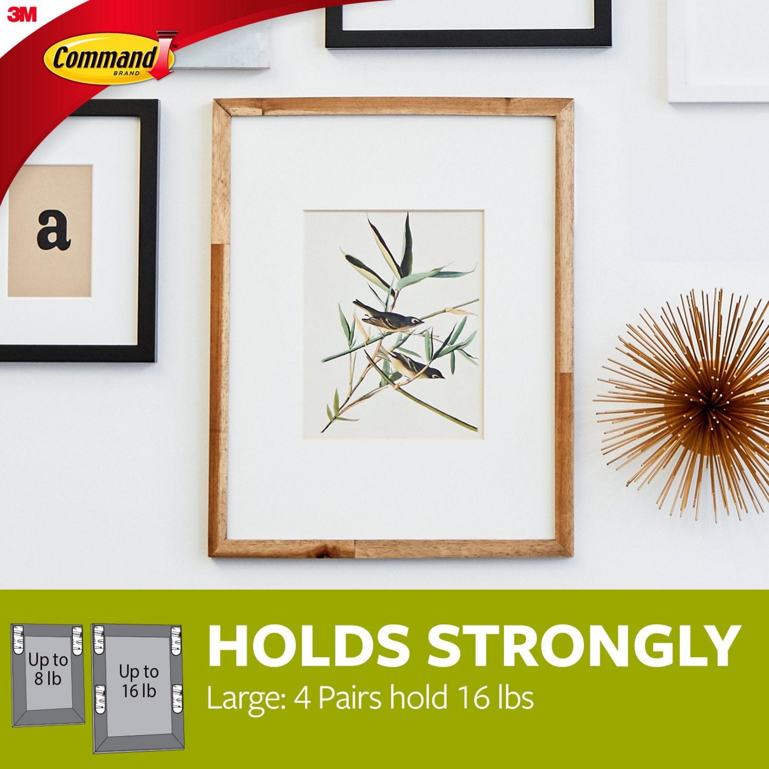 Command™ Picture Hanging Strips 17206-C, White, Large, 8 Strips Per Pack
