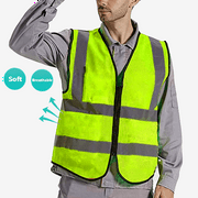 AWLYLNLL High Visibility Safety Vest for Men Women, Construction Vest with Reflective Strips and Zipper Front, Neon Yellow, X-Large
