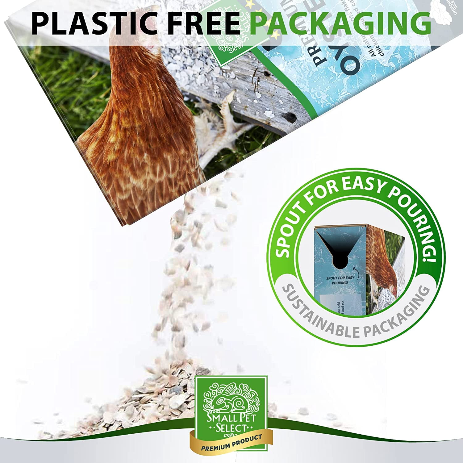 Small Pet Select - 100% Flaked Oyster Shell, Calcium Supplement for Chickens, and Ducks, 5lb