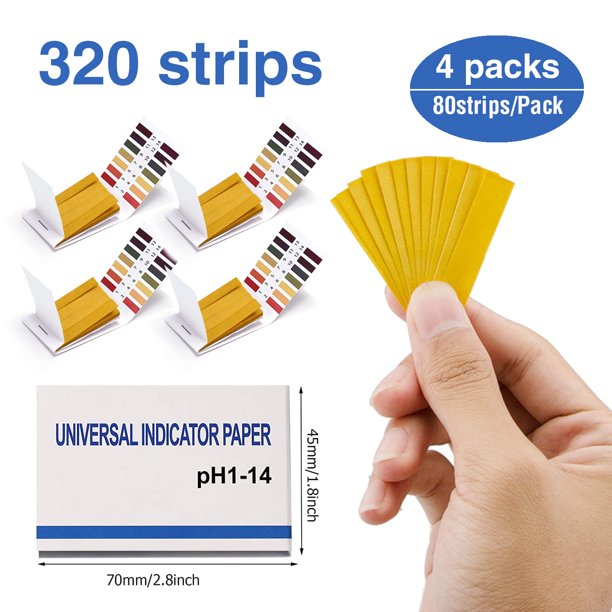pH Test Strips, 4 Pack 320 Strips Litmus Test Strips pH 114 Test Paper