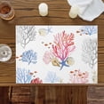 thumbnail image 4 of Watercolor Marine Life Coral Conch Placemats Set of 4,Wipeable Washable Table Mats for Dining Tables, Ocean Theme on White Place Mats for Kitchen Event Party Tabletop Decor, 4 of 9