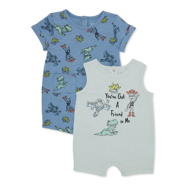 Cotton romper with Toy Story motif for newborn and baby boys, light blue