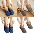thumbnail image 2 of Knitted Ankle Slipper Socks Thick Fleece Lined Nonslip Grip Socks for Safety, 2 of 21