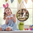 thumbnail image 1 of AYktou Easter Decorations,Easter Basket Stuffers,Easter Gifts for Kids, Easter Rabbits Welcome Wood Sign - Festive Hanging Decor For Doors And Walls Rabbit Hanging, 1 of 9