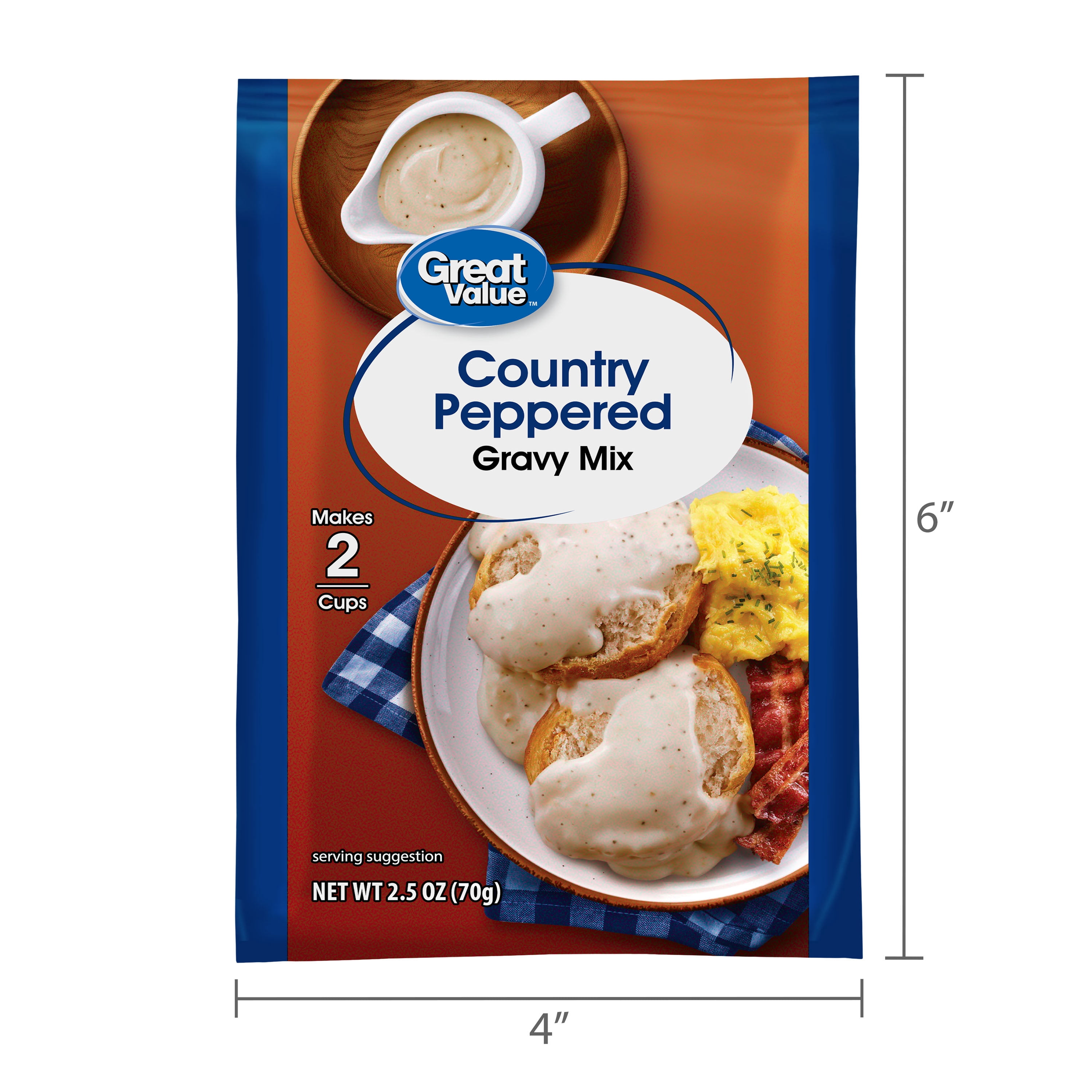 (24 pack) Great Value Country Peppered Gravy Mix, 2.5 oz Packet