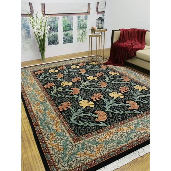 William Carnation Black/Silver Rug, 8'0" x 10'6"