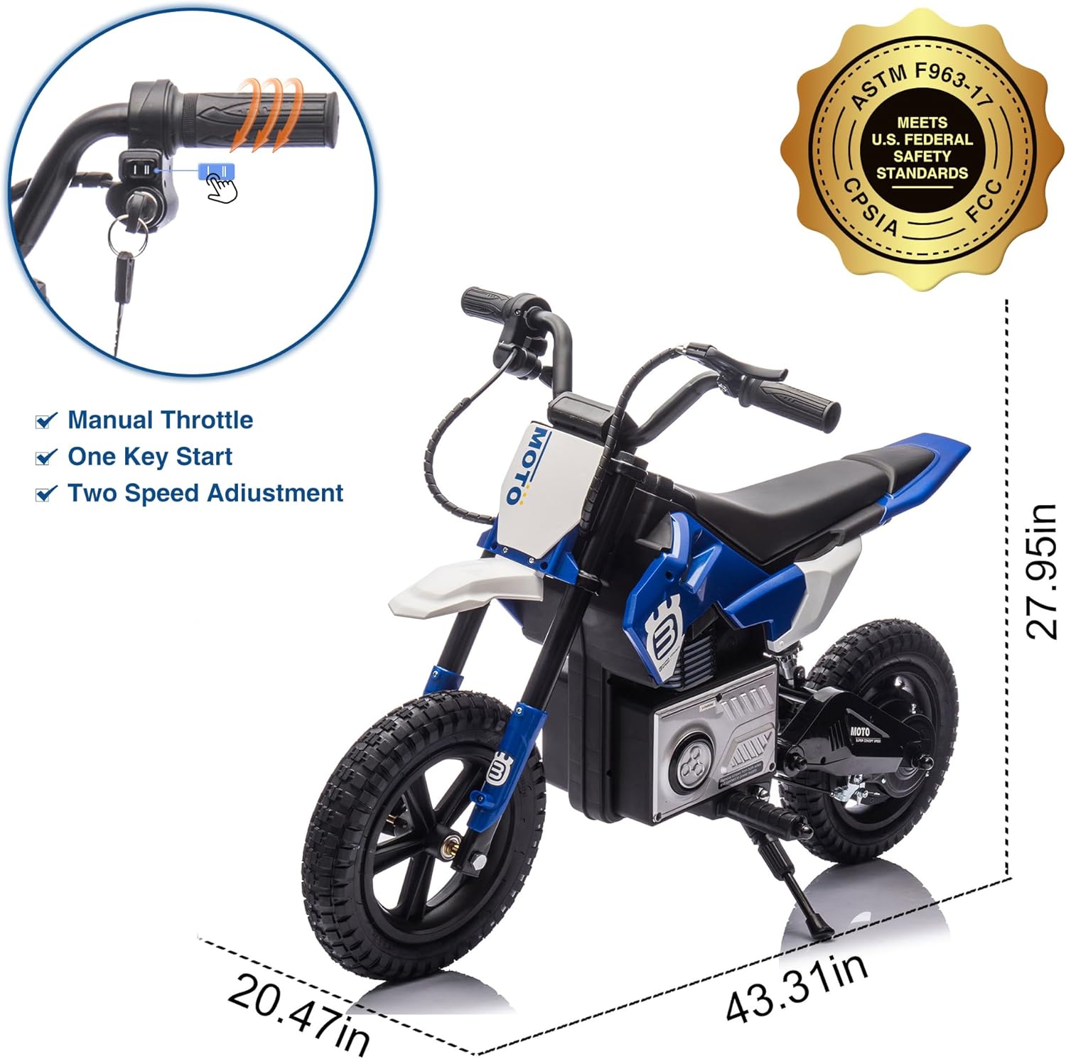 Ambifirner Electric Dirt Bike, 24V Ride on  w/LED Lights & Power Display, 200W Motor, Rear Shock absorber, Handbrake,Speed UP to 9.32MPH for Off-Road Street Bike