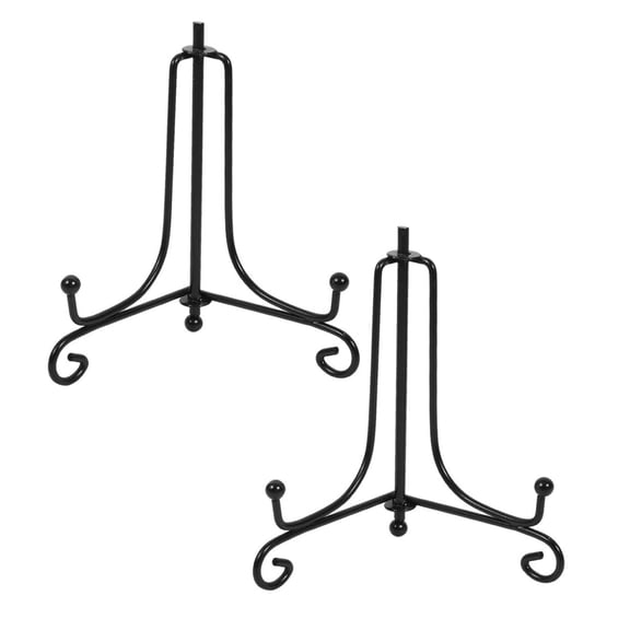 Iron Display Stand, Black Iron Easel Plate Display Photo Holder Stand, Displays Picture Frames, Decorative Plates, Tablets and Art, 4 Inch, 2 Pack