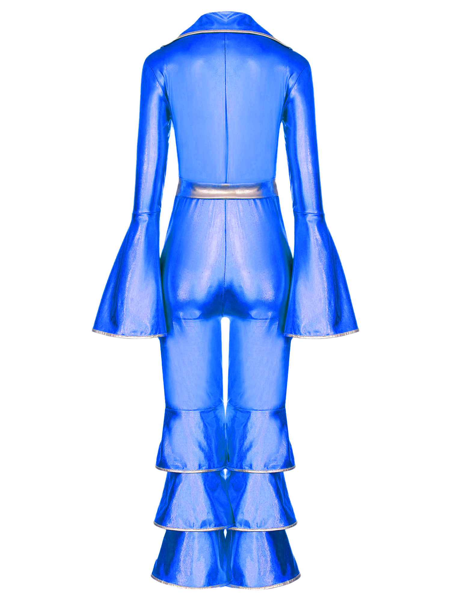 Ocealan Girls Retro Disco Dance Jumpsuits Metallic Rock Star Babydoll One Piece Bodysuit Royal Blue 16