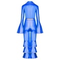 thumbnail image 4 of renvena Kids Girls 90s Flapper Disco Dance Clothes Metallic Ruffles Long Sleeve One Piece Jumpsuits Royal Blue 6, 4 of 7