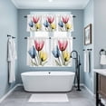 thumbnail image 4 of Blue Red Yellow Tulips Kitchen Curtains Valances and Tiers Set of 3 Country Flowers Tier Curtains and Valance with Rod Pocket for Small Windows, 27.5"x36", 4 of 9