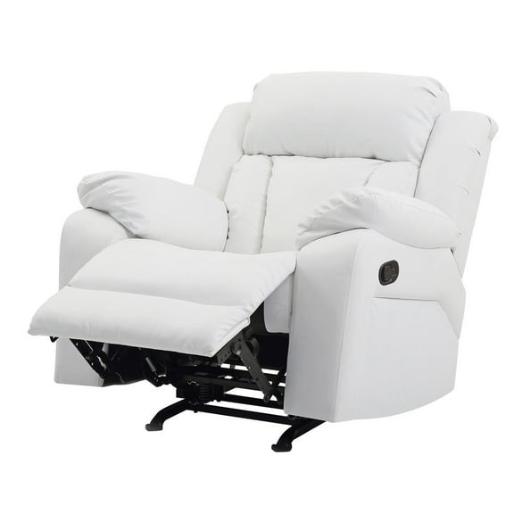 Passion Furniture Daria White Faux Leather Upholstery Reclining Chair