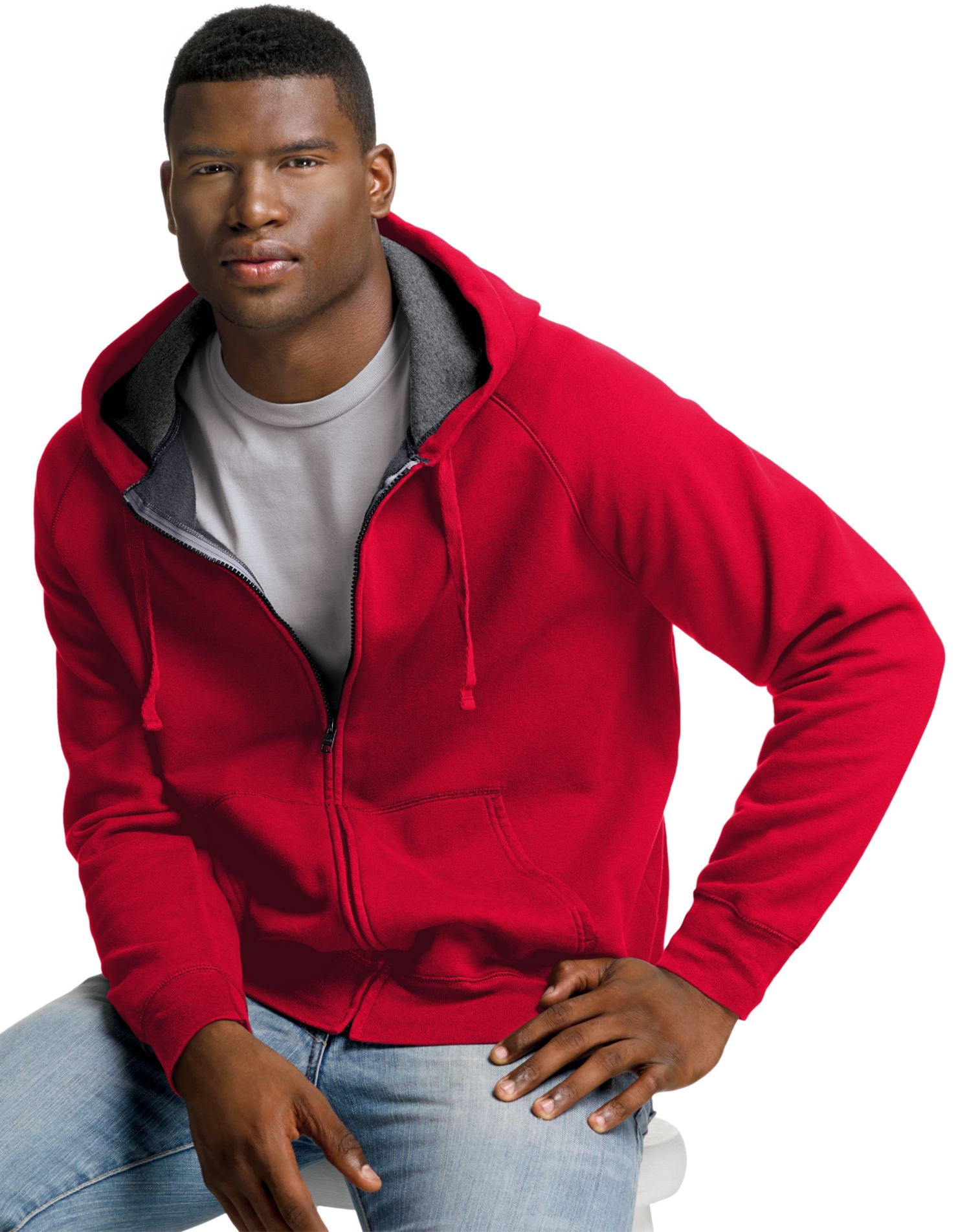 Hanes Nano Men`s Premium Lightweight Full Zip Hoodie Sweatshirt, S ...