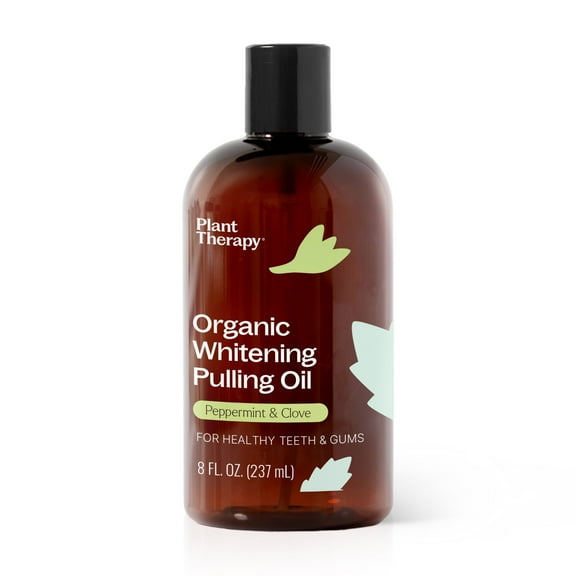 Plant Therapy Organic Pulling Oil 8 oz Coconut & Peppermint, Naturally Whitens Teeth, Freshens Breath & Supports Gum Health, Helps Calm Oral Irritation and Discomfort, Natural Essential Oils