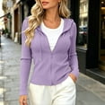 thumbnail image 5 of jjayotai Women's Hoodie Crop Zip up Knit Fall Jacket Tops Slim Fitted Long Sleeves Sweatshirt with Pockets, 5 of 6
