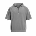 thumbnail image 4 of Yertdoel Hoodies for Men, Solid Color Short Sleeve Hooded Half Zip Pullover Sweatshirt Soft Loose Lightweight Breathable Beach Vacation Summer Outdoor Casual Shirts, 4 of 6