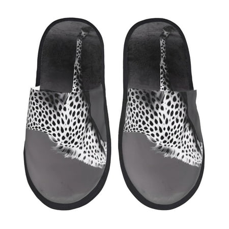 

Qekee Monochrome Leopard Horse Print Furry Slippers for Women and Men House Slipper Funny Bedroom Slippers Indoor -Medium