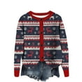 thumbnail image 2 of Zedker Christmas Sweaters for Women Button Down Cardigan Knit Sweater Funny Xmas Outwear,Plus Size Navy L, 2 of 4