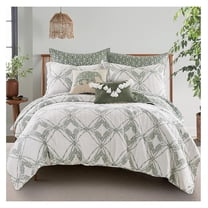 Kemala Sage Quilt Set - Full/Queen - Medallion Design - Sage & Cream Cotton Reversible Quilt with Shams Full/Queen Quilt