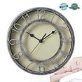 "8"" Silver Analog Quartz Silent Wall Clock with Nonticking Round