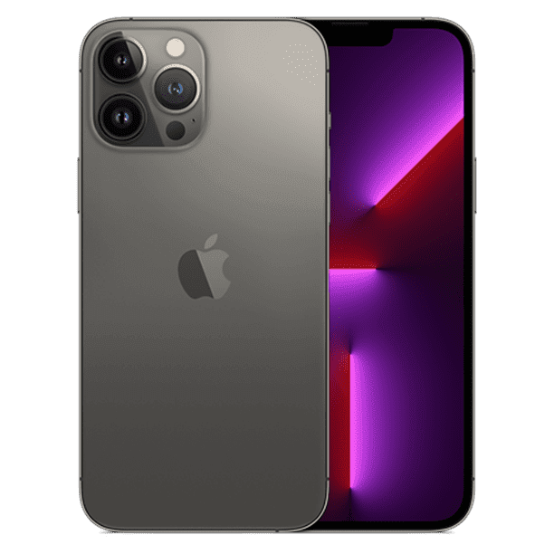 Apple iPhone 13 Pro Max Remis à Neuf de Couleur graphite, Entièrement Déverrouillé avec une Capacité de Stockage de 512 Go. Doté d'Un Écran Super Retina XDR OLED de 6,7 Pouces avec Taux de Rafraîchissement de 120Hz, Prise en Charge HDR et Verre Résistant aux Rayures. Équipé d'Une Puce A15 Bionic de 3,2 GHz, de Deux Caméras 12MP (Grand, Ultra-Grand et Téléobjectif), et iOS 15. Remis à Neuf en excellent État avec des Signes d'Usure Minimaux. Montré avec l'Affichage avant Illuminé et