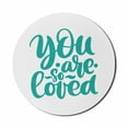 thumbnail image 1 of Saying Mouse Pad for Computers, You Are So Loved Text Handwritten Lettering Romantic Valentines Day Theme, Round Non-Slip Thick Rubber Modern Mousepad, 8" Round, Turquoise and White, by Ambesonne, 1 of 2