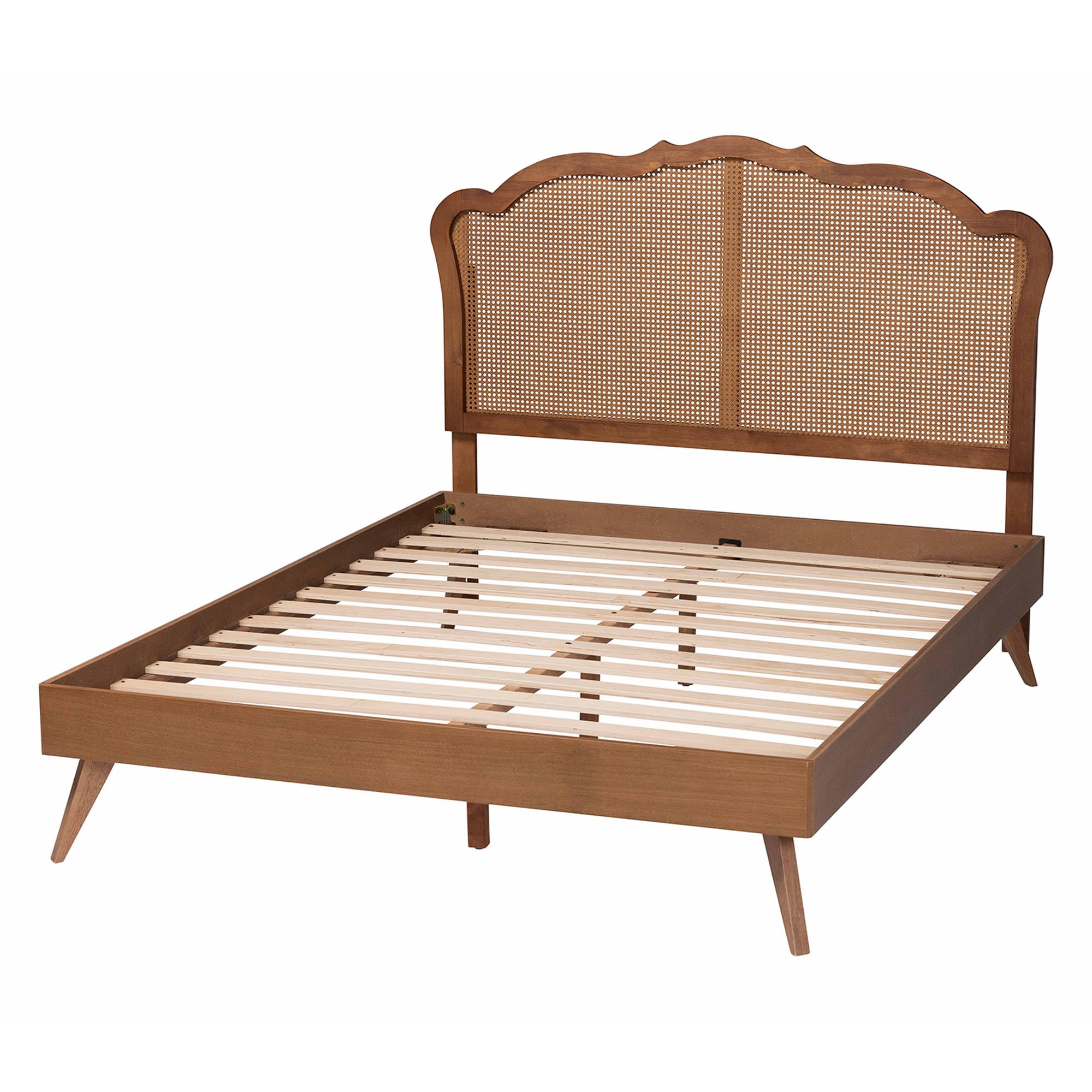 Baxton Studio Aithan Mid-Century Platform Bed, King, Walnut Brown