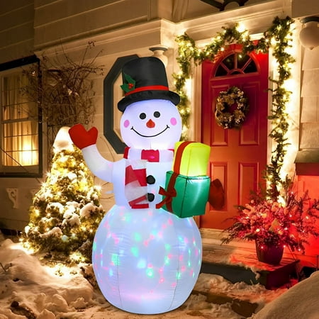 5ft Christmas Inflatables Blow Up Yard Decorations, Upgrade Snowman Xmas Inflatable with Rotating LED Lights for Indoor Outdoor Yard Garden Christmas Decorations