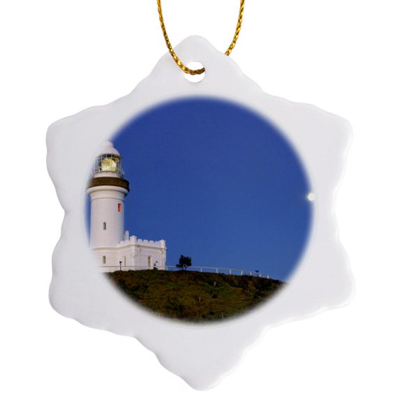 3drose, Byron Bay, Australia. Lighthouse Landmark-au01 Mwr0034 - Micah Wright, 3 inch Snowflake Porcelain Ornament