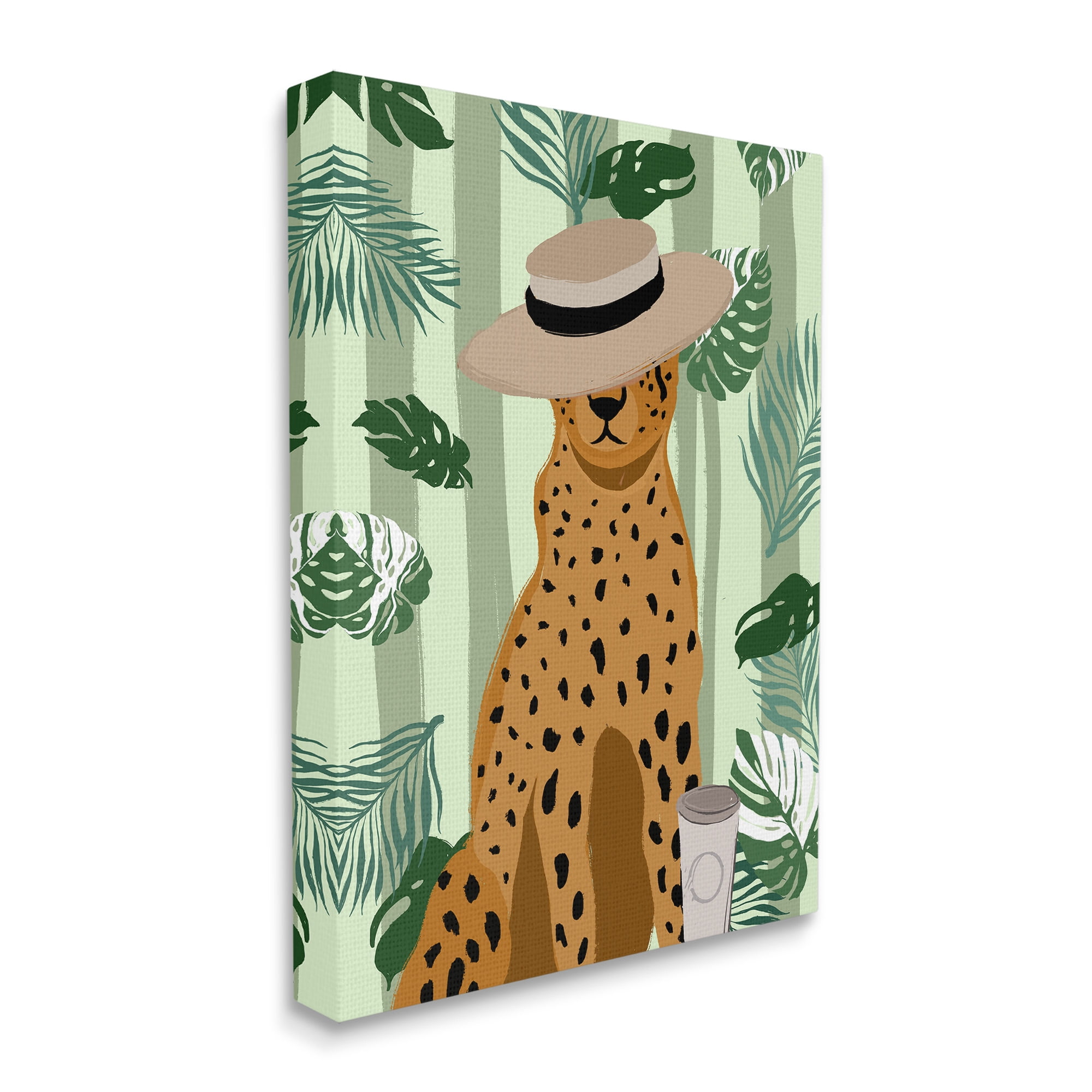 Stupell Industries Tropical Modern Leopard Animals & Insects Painting Gallery Wrapped Canvas Art Print Wall Art, 16 x 20