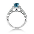 thumbnail image 3 of Gem Stone King 925 Sterling Silver London Blue Topaz and White Created Sapphire Engagement Ring for Women (1.76 Cttw, Cushion 6MM, Gemstone Birthstone, Available in Size 5, 6, 7, 8, 9), 3 of 6