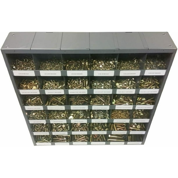 2,510 pcs Bolt Set Grade 8 Coarse Thread Bolt Nut Washer Assortment Kit with Metal Bolt Bin, Hex