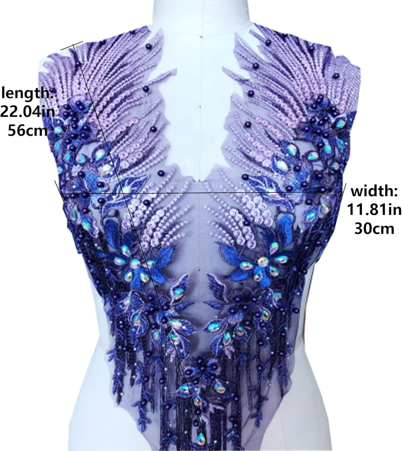 Purple 3D Lace Rhinestone Applique
