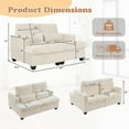 thumbnail image 3 of FFH Double Chaise Lounge Indoor, 61" Oversized Lounge Chair Sleeper Sofa Sectional, Corduroy Loveseat with Lumbar Pillows and Adjustable Backrests, White, 3 of 16