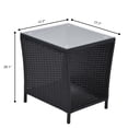 thumbnail image 5 of Outdoor Side Table with Storage, SYNGAR Patio Wicker End Table, All Weather Black Rattan Table with Tempered Glass Top, Small Square Side Table for Backyard, Beach, Garden, Poolside, D7034, 5 of 6