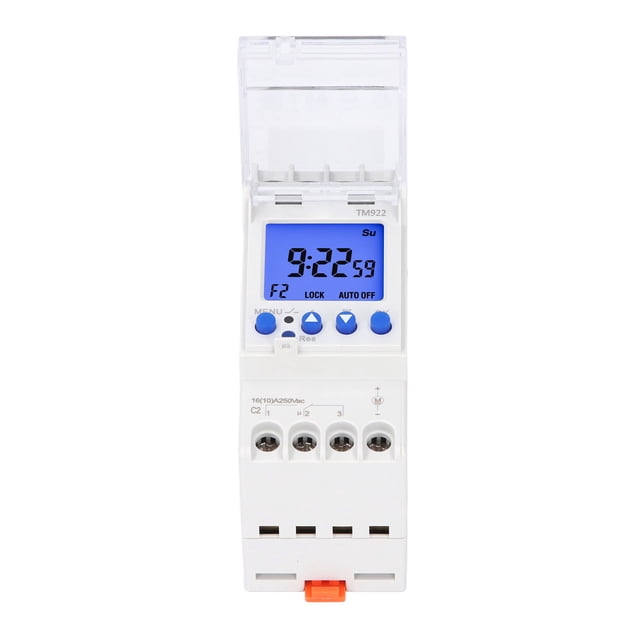 Timer Switch, 16A 12VDC 24 Hours 7 Days Programmable 8 On Off Settings DIN Rail Timer Switch for Electrical Appliances and Households