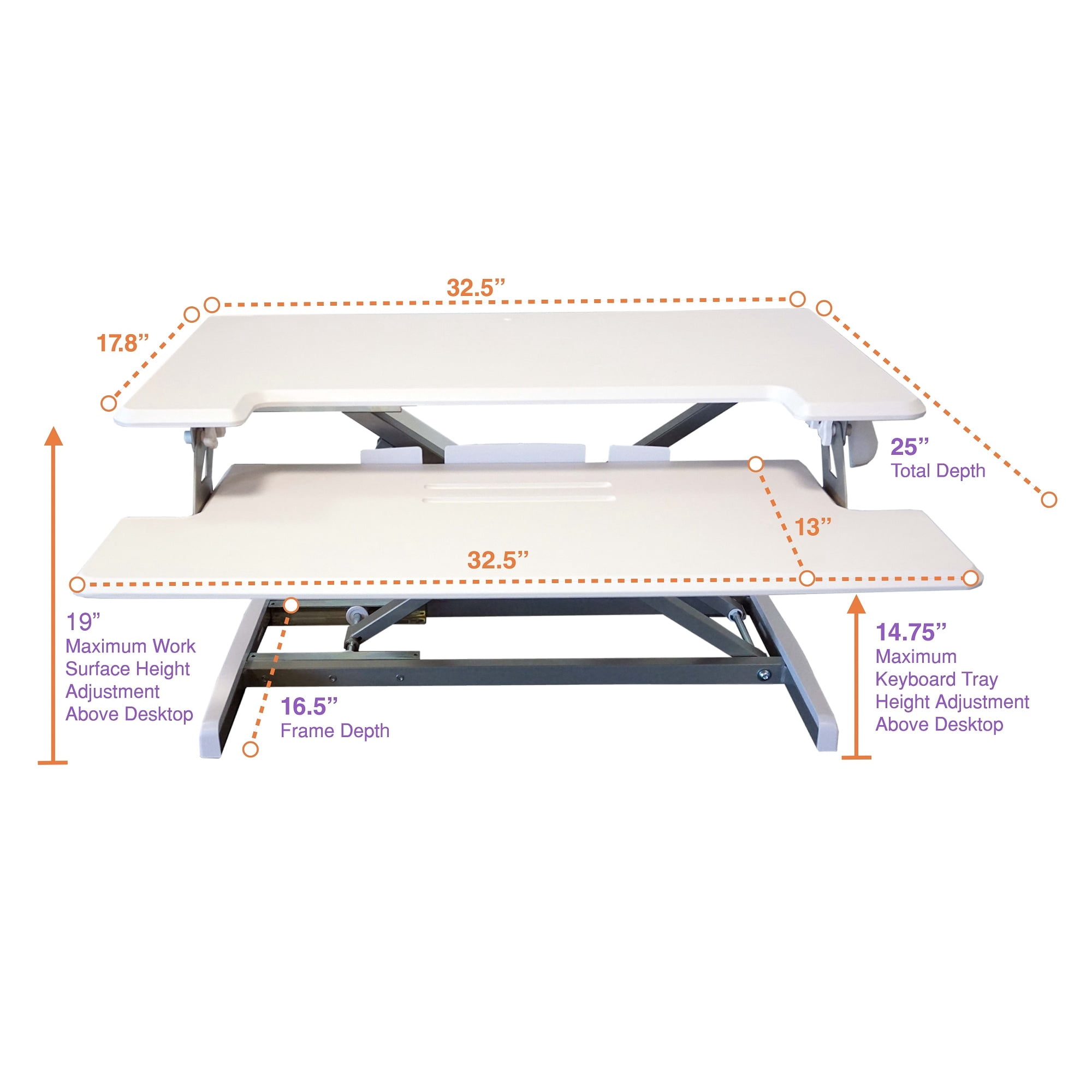 Victor High Rise Height Adjustable Compact Standing Desk with Keyboard Tray
