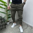 thumbnail image 2 of Men's Casual Pants Men's Solid Casual Pants Skinny Work Outdoor Trendy Long Fitness Green 2XL, 2 of 6