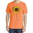 thumbnail image 2 of Wild Bobby,You are My Sunshine Skull and Sunflower, Streetwear, Garment-Dyed Washed Look Short Sleeve T-Shirt, Neon Orange, 2XL, 2 of 3